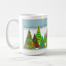 Caneca De Café Winter scene with xmas trees