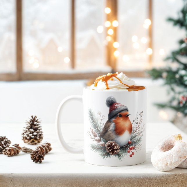 Caneca De Café Winter Vibes Robin - (Criador carregado)