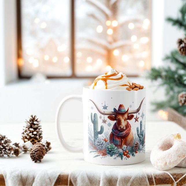 Caneca De Café Winter Vibes Texas Longhorn - (Criador carregado)