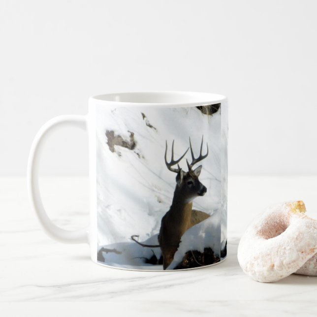 Caneca De Café Winter Whitetail Buck Antlers Mug (Com Donut)