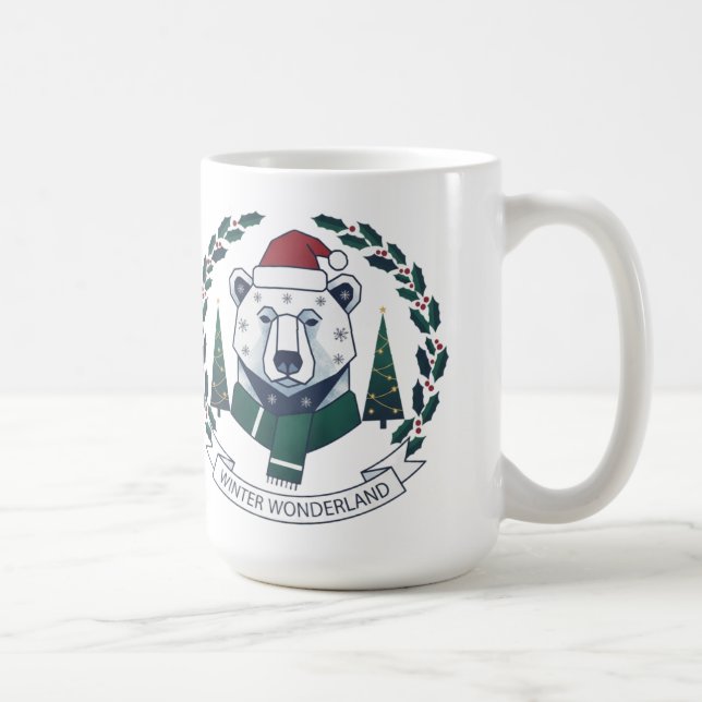 Caneca De Café Winter Wonderland Bear – Cute Santa Hat Christmas  (Direita)