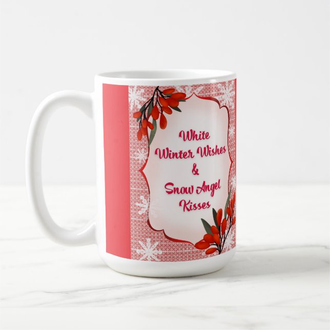 Caneca De Café Winterberry White Winter Deseja Neve Beijos (Esquerda)