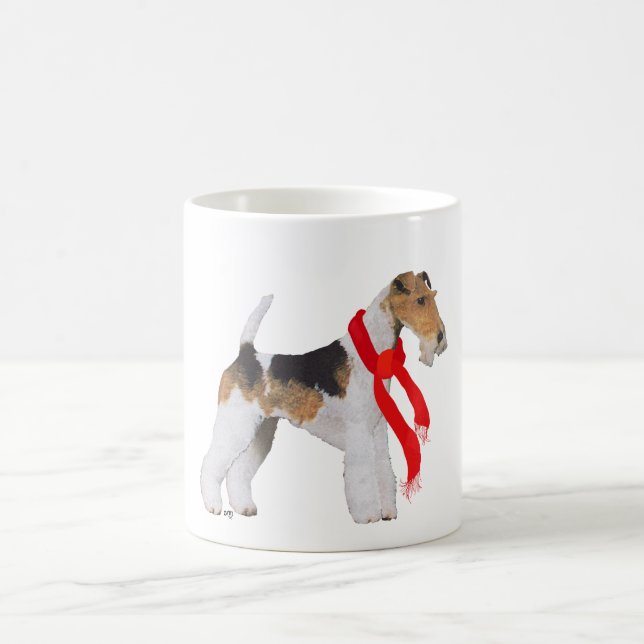 Caneca De Café Wire Fox Terrier com um Cachecol (Centro)