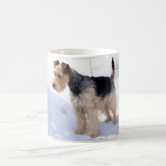 Caneca De Café Wire Fox Terrier Deixe Nevar Natal  (Centro)