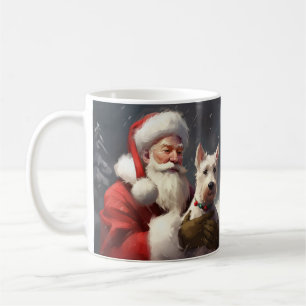 Caneca De Café Wire Fox Terrier Papai Noel Natal Festivo