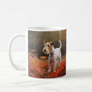 Caneca De Café Wirefox Terrier no Outono Folhas Caídas Inspiram