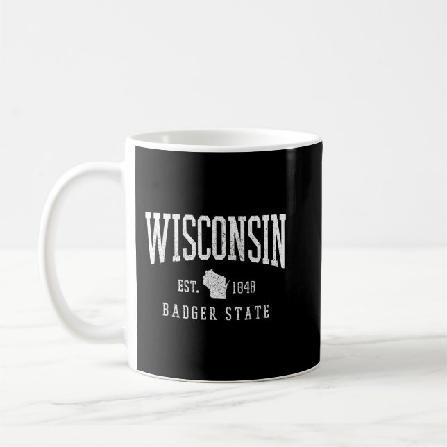 Caneca De Café Wisconsin Badger State Est. Mapa Estatal Souveni d (Esquerda)