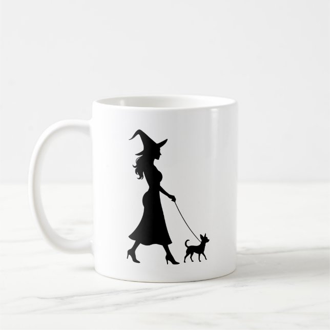 Caneca De Café Witch Walking Chihuahua  (Esquerda)