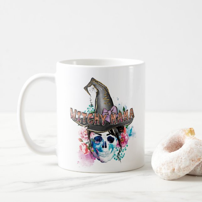 Caneca De Café Witchy Mama, Bruxa Magia do Halloween (Com Donut)