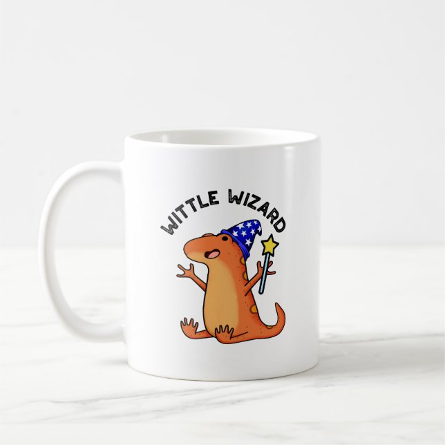 Caneca De Café Wittle Wizard Funny Lizard Pun (Esquerda)