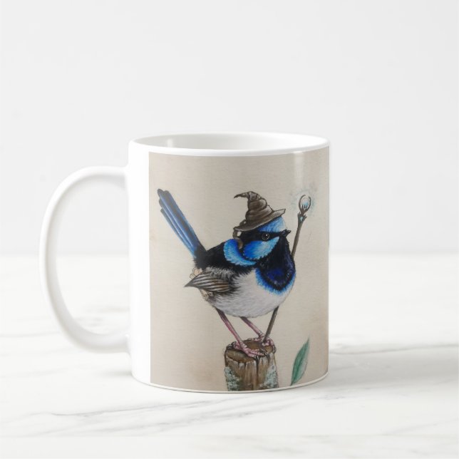 Caneca De Café Wizard Wren and Fantasy Robin - Pássaro Mug (Esquerda)