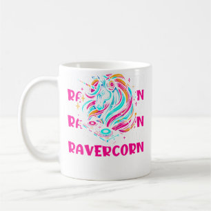 Caneca De Café Wo Unicórnio Electro Rave Raver Hardtekk Techno Ra