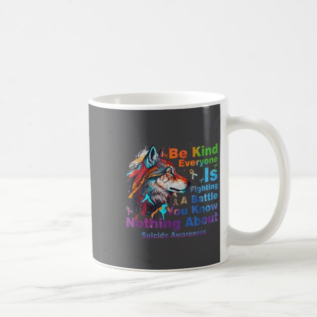 Caneca De Café Wolf Be Kind Suicide Awareness Mental Health Suprt (Direita)