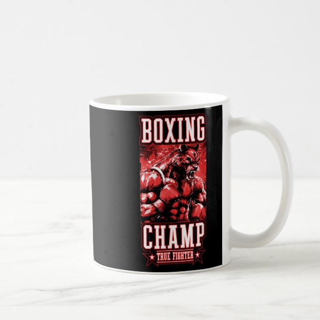 Caneca De Café Wolf Boxing Champ _ Boxer Fighter Motivation  (Direita)