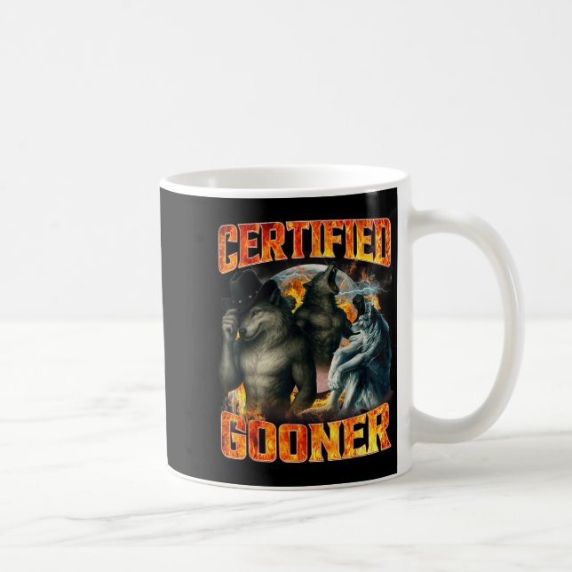 Caneca De Café Wolf Certified Gooner Funny Bootleg Meme Dad Papa  (Direita)