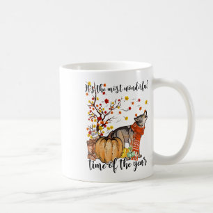 Caneca De Café Wolf Dog Fall Pumpkins Autumn Leaf Tree