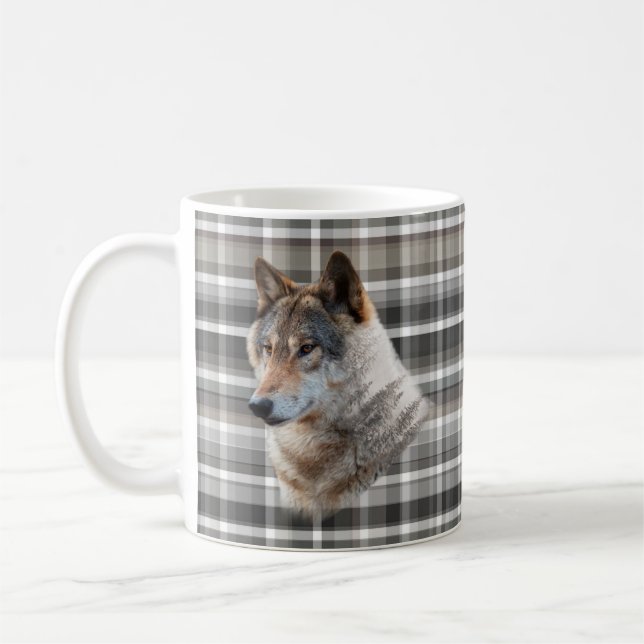 Caneca De Café Wolf Head Cabin Mountain Cinza russa (Esquerda)