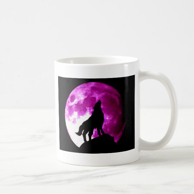Caneca De Café Wolf Howling na Lua (Direita)