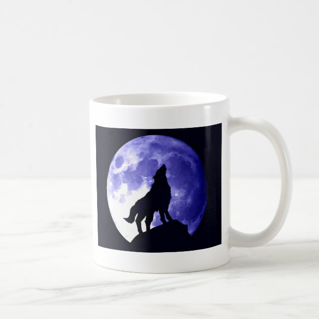Caneca De Café Wolf Howling na Lua (Direita)