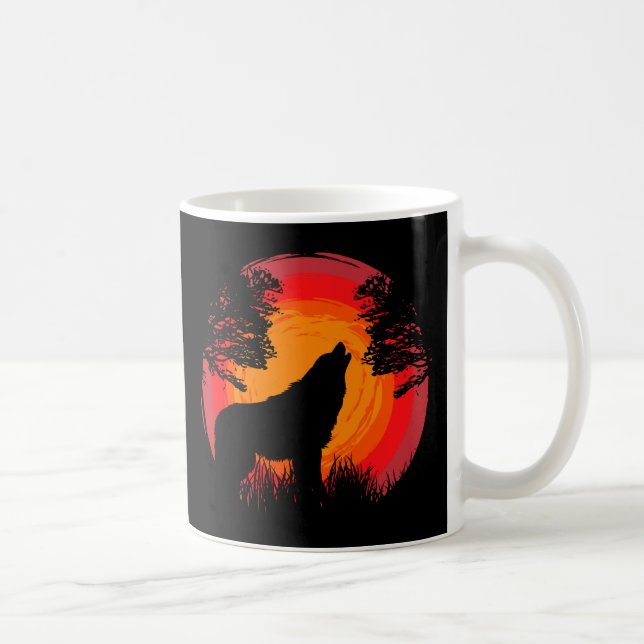 Caneca De Café Wolf Howling no Sol (Direita)