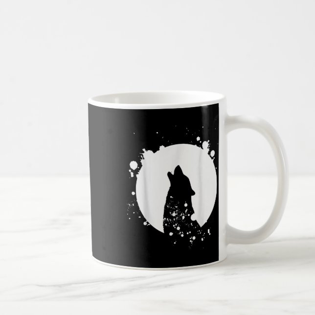 Caneca De Café Wolf Men Silhouette Animal Motif Environmental (Direita)