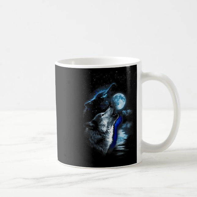 Caneca De Café Wolf Moon Lake Wolf Howling Full Moon Wolf Graphic (Direita)
