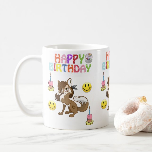 Caneca De Café Wolf Mug Happy Birthday Mug (Com Donut)