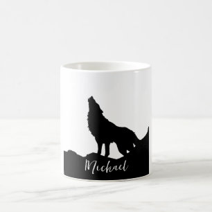 Caneca De Café Wolf Pop Art Seu Nome White Personalizado