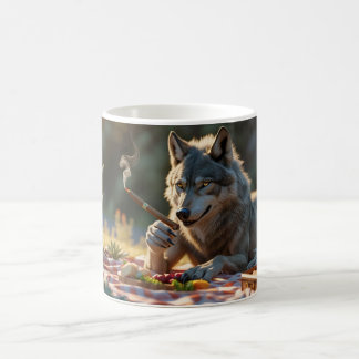 Caneca De Café wolf smoking cigar and havinga picnic