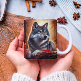 Caneca De Café Wolf Solitude Amidst Nature