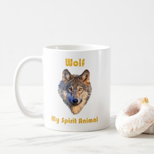 Caneca De Café Wolf Spirit Animal Mug/Wolf Mugs/Wolf Gift/ (Com Donut)