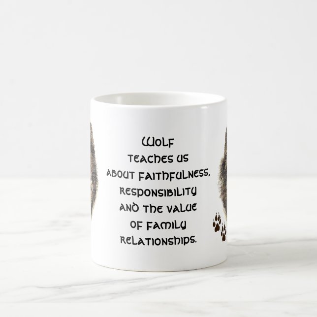 Caneca De Café Wolf Totem, guia animal inspirador (Centro)