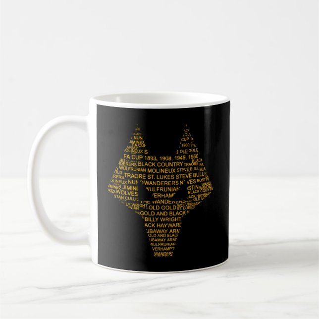 Caneca De Café Wolverhampton Inglaterra Gift Wolves Black Dourada (Esquerda)