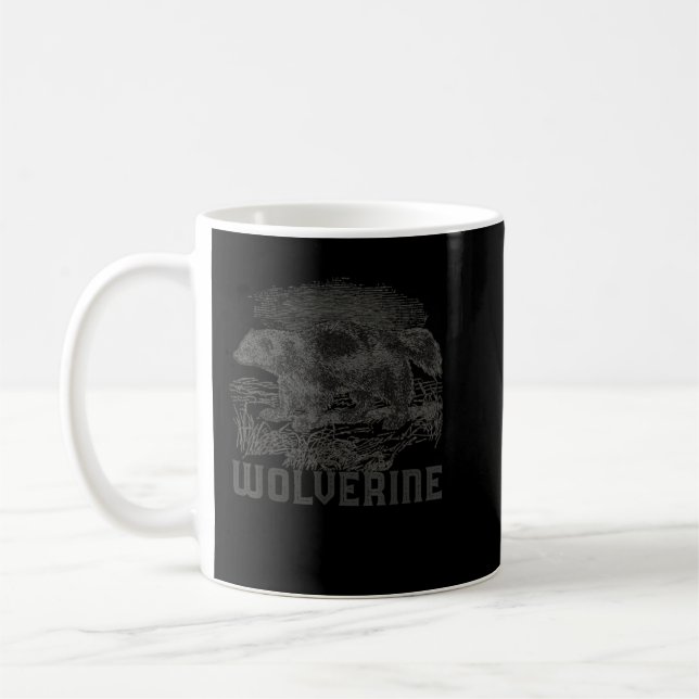 Caneca De Café Wolverine Art Wild Animal Skunk Bear Mammal Habita (Esquerda)