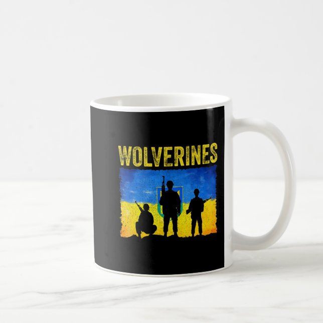 Caneca De Café Wolverines Support Ucrânia (Direita)