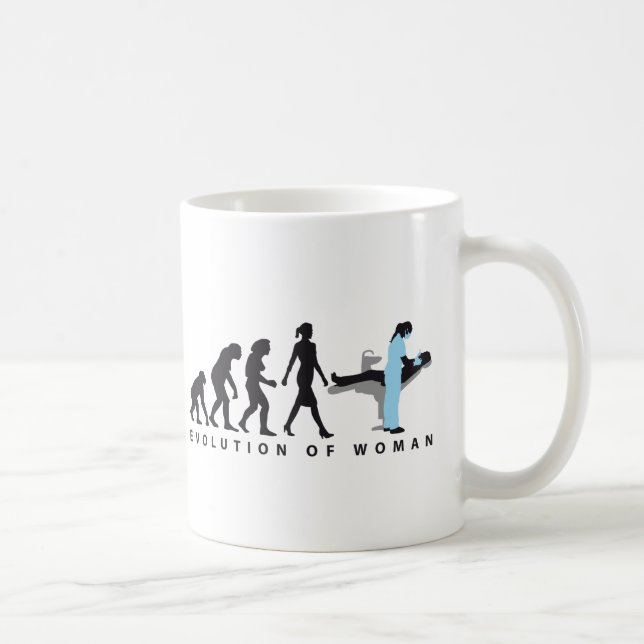Caneca De Café woman female evolution of dentist (Direita)