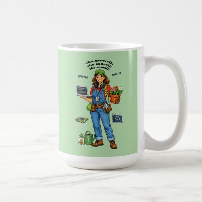 Caneca De Café Woman Software Engineer Whose Hobby is Gardening (Direita)