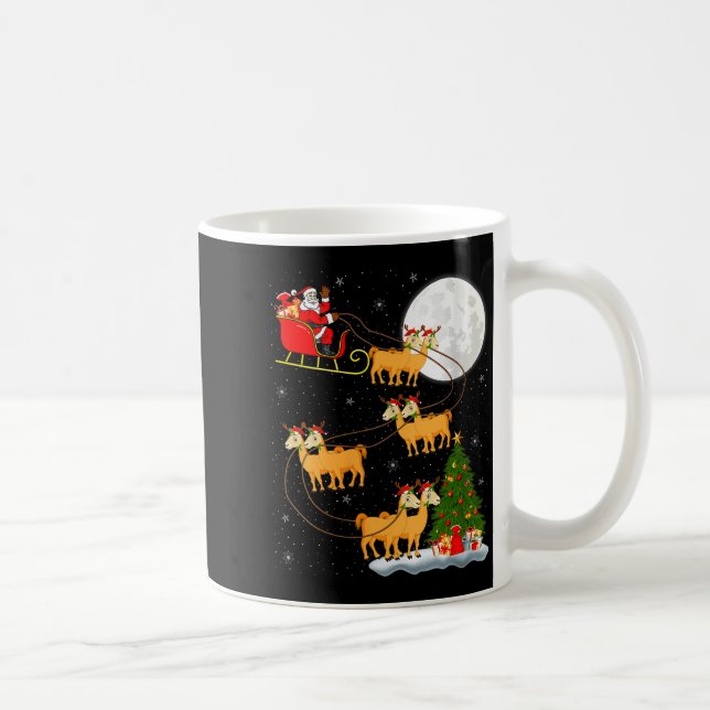 Caneca De Café Womens Alpaca Llama Santa Sleigh Flying Funny Magi (Direita)
