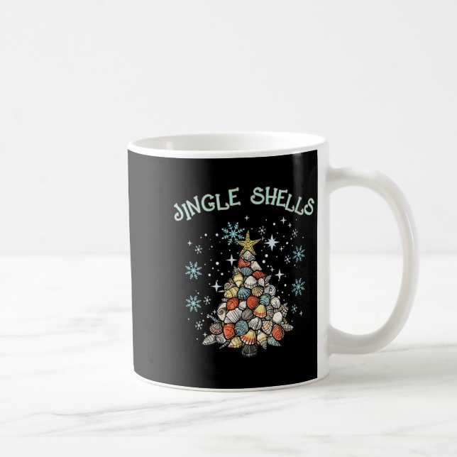 Caneca De Café Womens Jingle Shells Christmas Tree Snowflakes Cel (Direita)