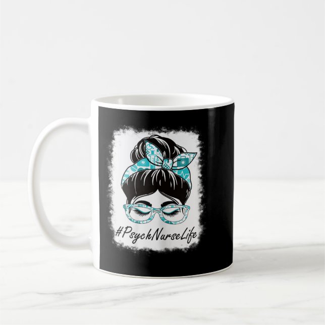 Caneca De Café Womens Psych Nurse Messy Bun Bleached World Health (Esquerda)