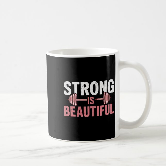 Caneca De Café Womens Strong Is Beautiful Gym Fitness Motivationa (Direita)