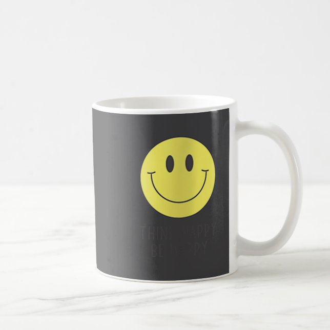 Caneca De Café Womens Think Happy Be Happy Smile Face Motivationa (Direita)