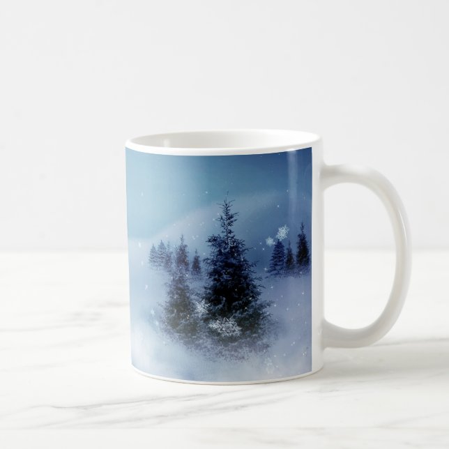 Caneca De Café Wonderland de inverno à noite (Direita)