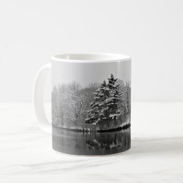 Caneca De Café Wonderland Snow Lake Scense Black and White