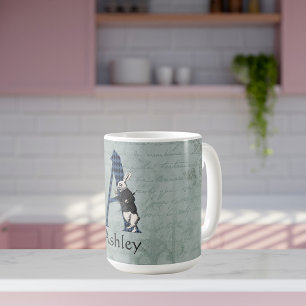Caneca De Café Wonderland White Rabbit - Letra A