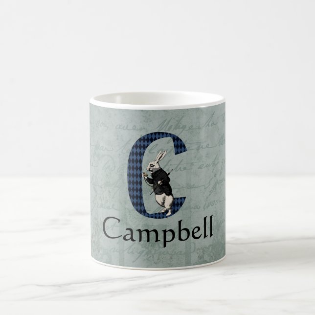 Caneca De Café Wonderland White Rabbit - Letra C (Centro)