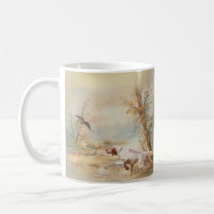 Caneca De Café Woodcock Hunting com English Setter em floresta, A