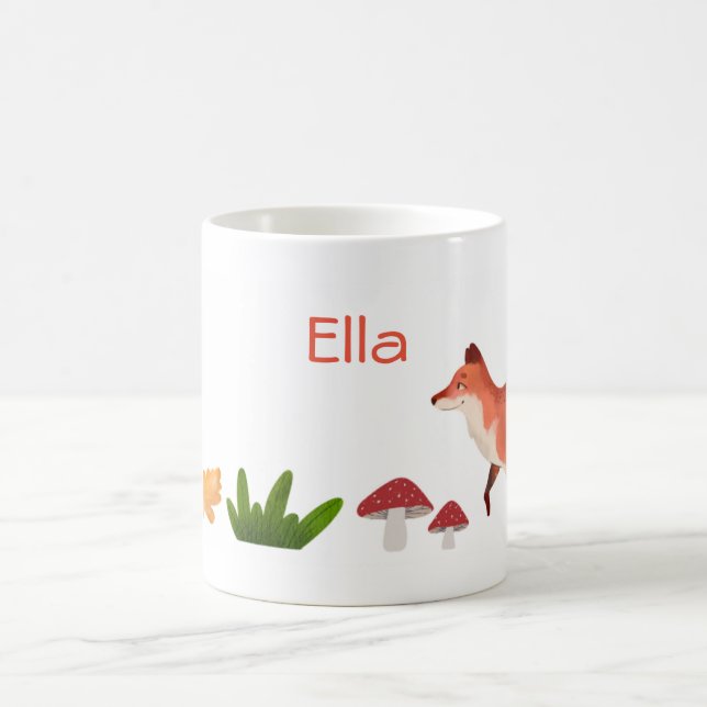 Caneca De Café Woodland Cute Kids Personalizados Fox Mug (Centro)