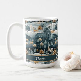 Caneca De Café Woodland Winter Scandinavian Art Personalizado