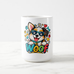Caneca De Café Woof Cachorro Bonito Impressão de Pata Coração